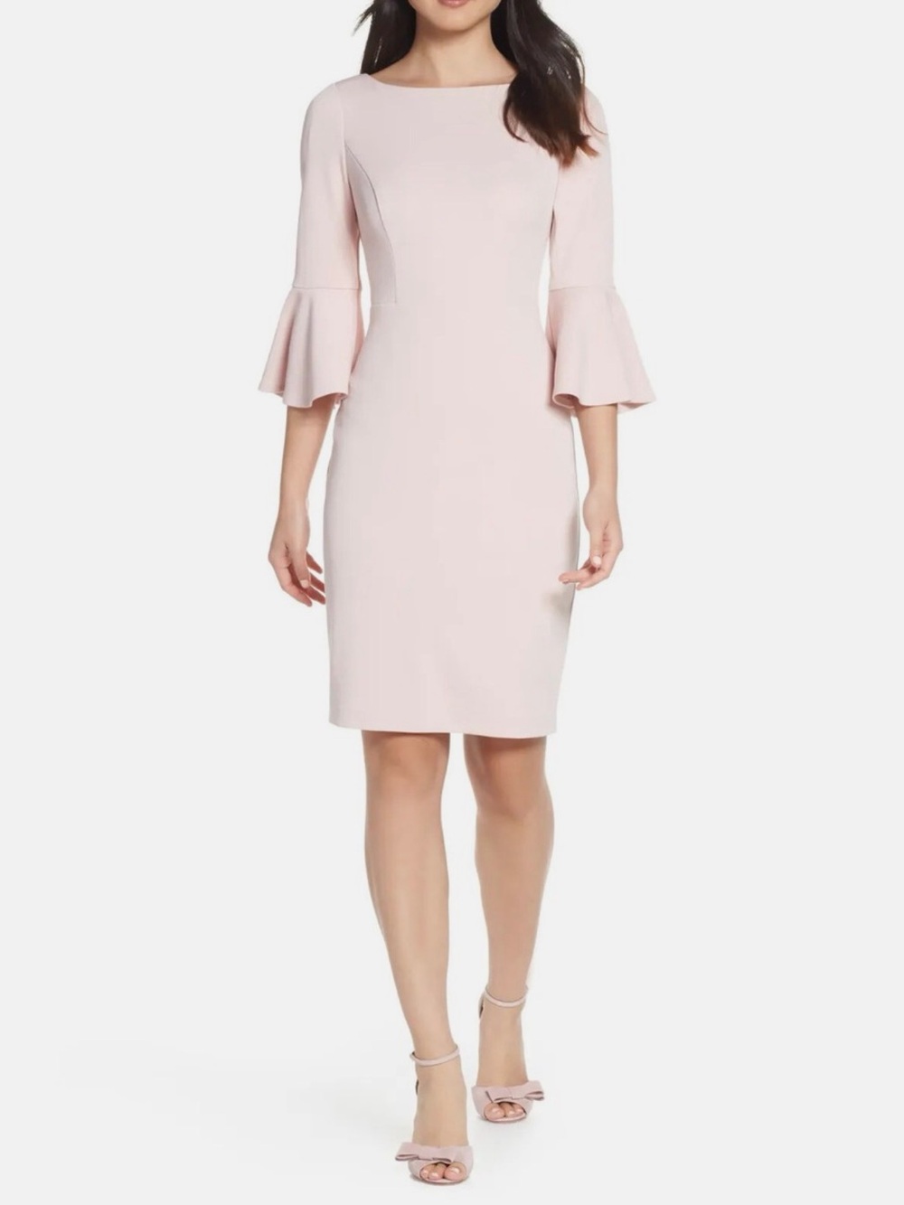Harper Rose Pink Blush Bell Sleeve Bateau Neck Sheath Dress